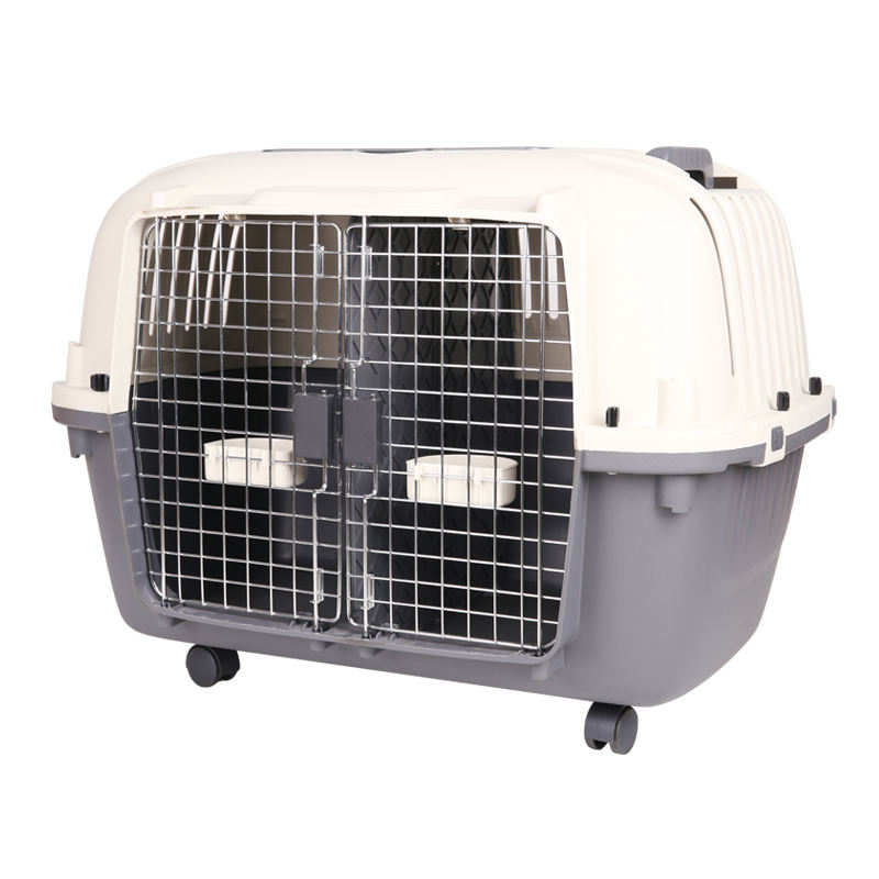Double-Door Pet Carrier with Wheels