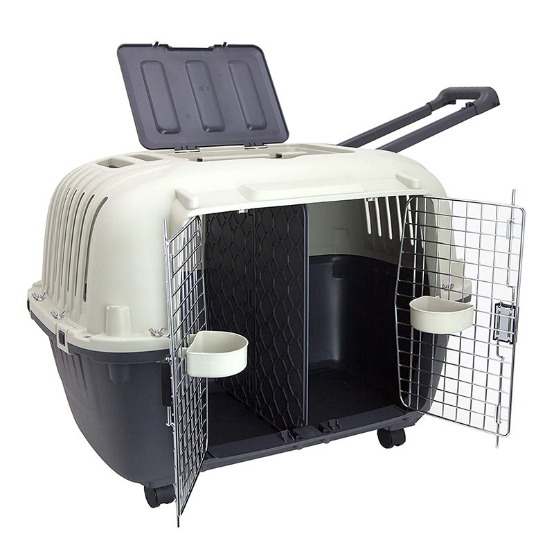 Double-Door Pet Carrier with Wheels